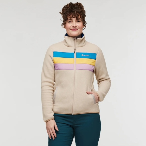 Cotopaxi Women's XL Teca Fleece Full-Zip Jacket Frosting Cream Blue Stripes NWT - Picture 7 of 8